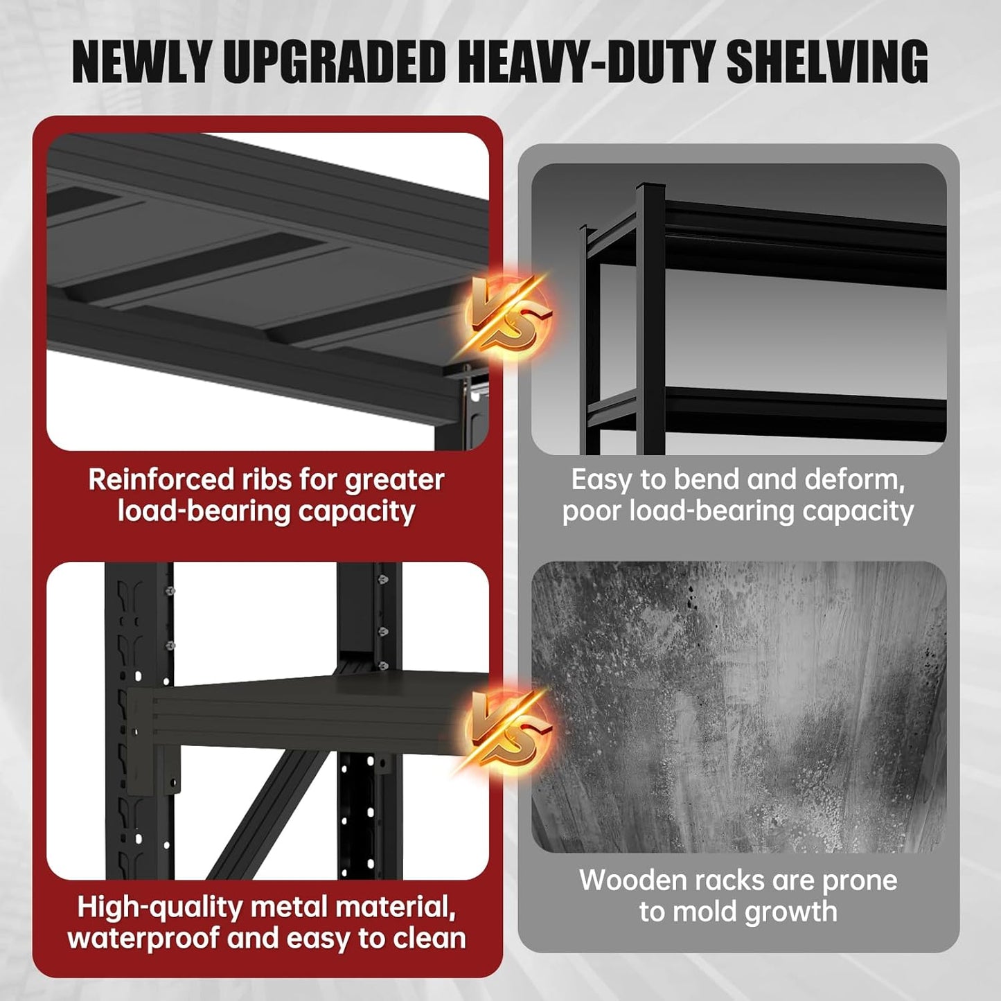 60" W Storage Shelves Heavy Duty, 4 Tier Metal Garage Shelving Units, 5000LBS Heavy Duty Adjustable Shelf, Garage Storage Rack, Industrial Shelving for Shop, Warehouse,60" W x 24" D x 79" H