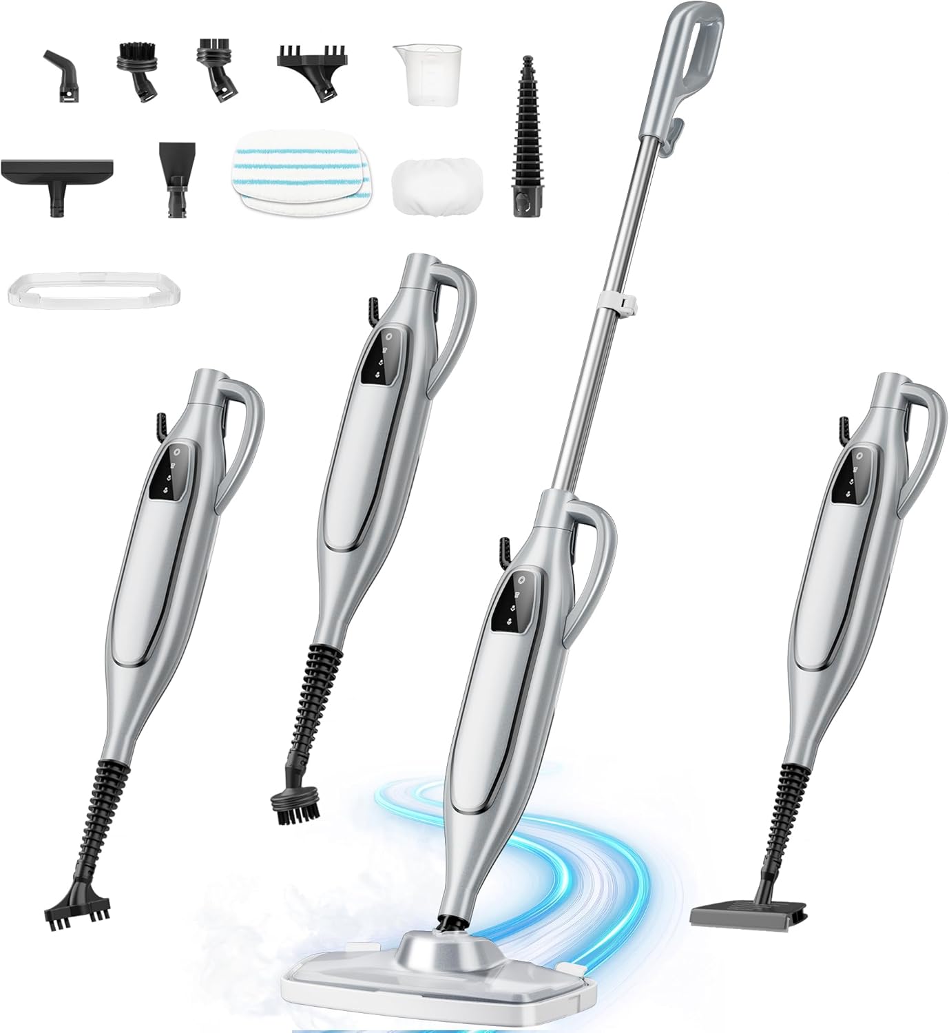 Steam Mop, 11-in-1 Powerful Handheld Steam Cleaner with 11.8 OZ Removable Tank, Detachable Steam Mops for Floor Cleaning with 23FT Power Cord, MultiPurpose Steamer for Hardwood Tile Carpets Furniture