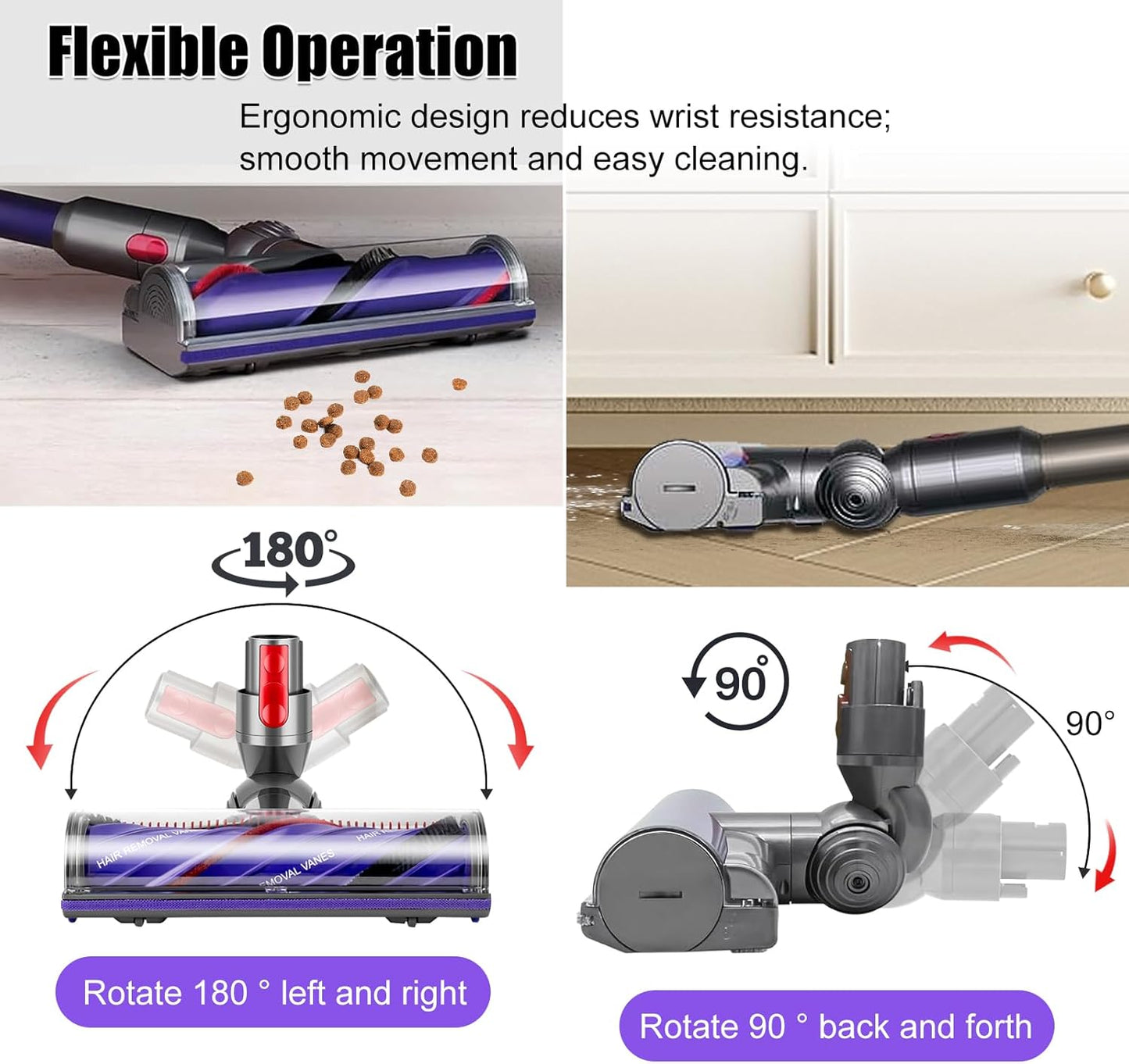 Upgrade Anti-Tangle Motorhead for Dyson V7 V8 V10 V11 V15 SV10 SV11 SV12 SV14 Vacuum Cleaner Replacement Cleaner Brush Head Replacement Parts for Dyson Hard Wood and Carpets