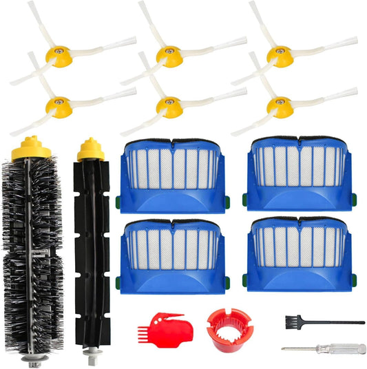 Replacement Parts Accessories Kit for iRobot Roomba 675 694 692 614 670 677 671 691 676 639 679 615 600 Series Robot Vacuum Attachment, 1 Bristle Brush, 6 Side Brush, 4 Filter