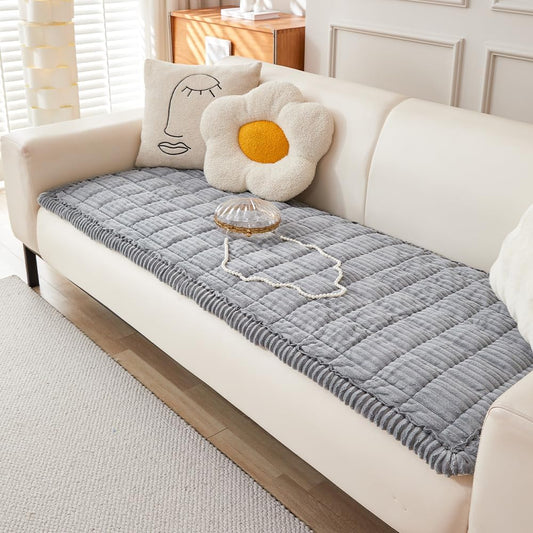 Couch Cover for Dogs Washable, Fuzzy Pet Couch Covers for 3 Cushion Sofa Pet Friendly, Non Slip Sofa Cover (Light Gray, 27.6" x 59"/70 x 150cm)