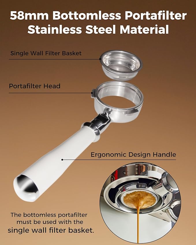 Tuni E2 58𝒎𝒎 𝑫𝒖𝒂𝒍 𝑩𝒐𝒊𝒍𝒆𝒓 𝑬𝒔𝒑𝒓𝒆𝒔𝒔𝒐 𝑴𝒂𝒄𝒉𝒊𝒏𝒆 with 𝑩𝒐𝒕𝒕𝒐𝒎𝒍𝒆𝒔𝒔 𝑷𝒐𝒓𝒕𝒂𝒇𝒊𝒍𝒕𝒆𝒓 Combo, 20 Bar Pump Semi-automatic Espresso Maker