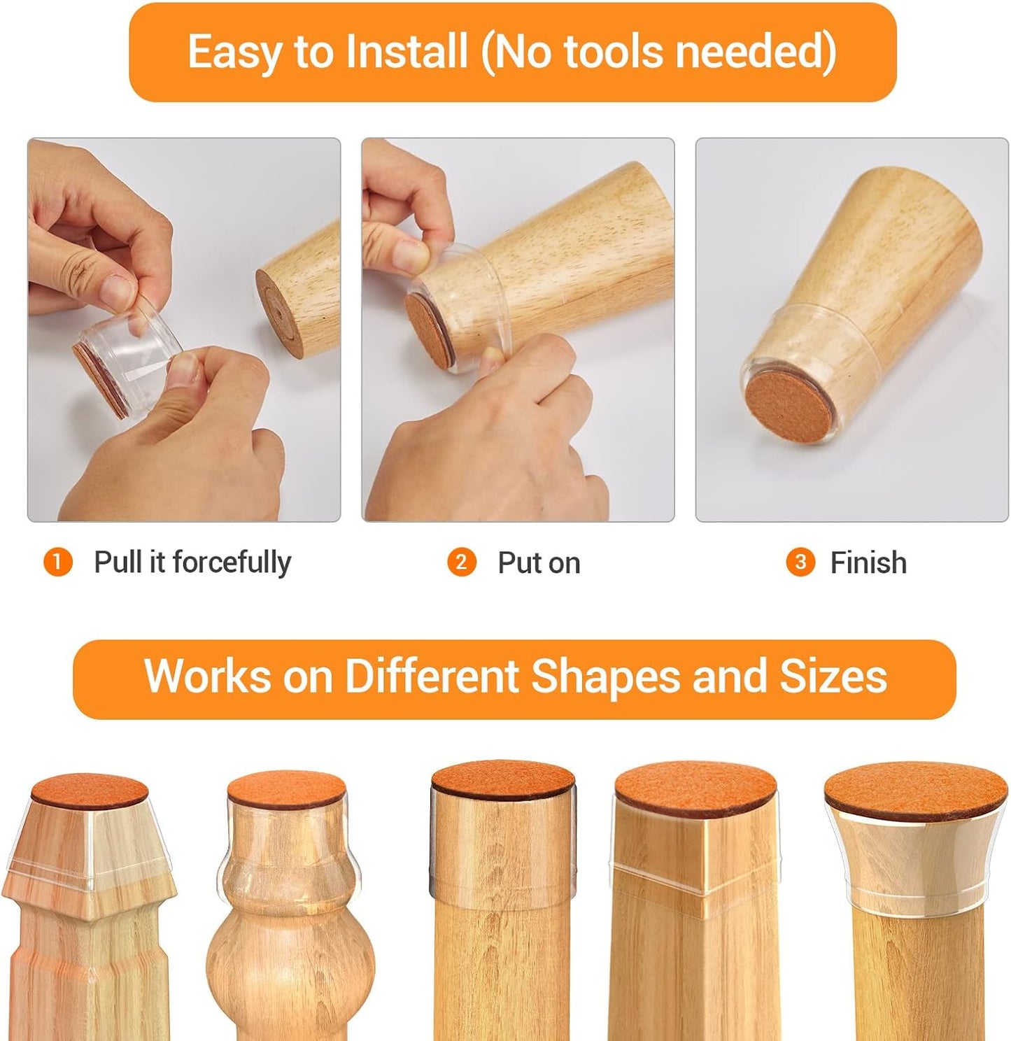 36Pcs Silicone Chair Leg Floor Protectors, Floor Protectors for Chairs, Rubber Chair Leg Caps for Wood Floors, Chair Leg Protectors for Hardwood Floors,Rubber Chair Leg Covers (XSmall, Clear)