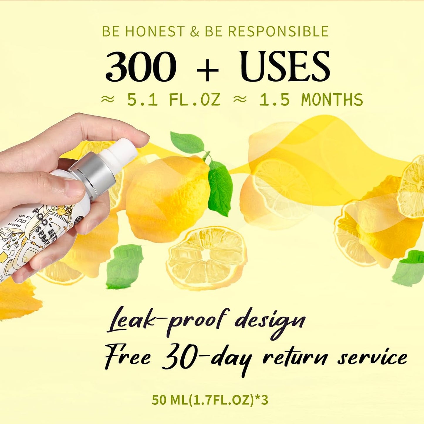 Clean-n-Fresh Toilet Spray, Variety Pack of 3 - Citrus/Lavender/Hibiscus, Bathroom & Toilet Odor Elimination, Travel Size 1.7 Fl Oz Each, Total 5.1 Fl Oz