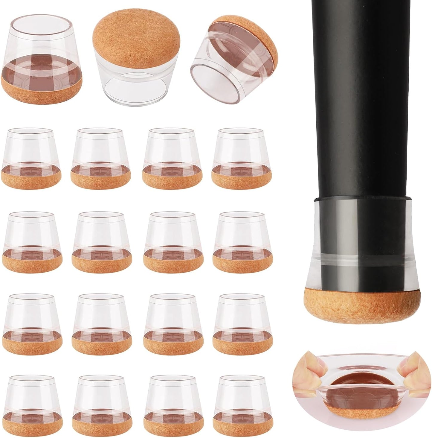 32 Pcs New Small Chair Leg Protectors for Hardwood Floors, Silicone Chair Leg Floor Protectors, Chair Leg Caps Covers Protect Wooden Floors from Scratching, Thick, Won't Tear