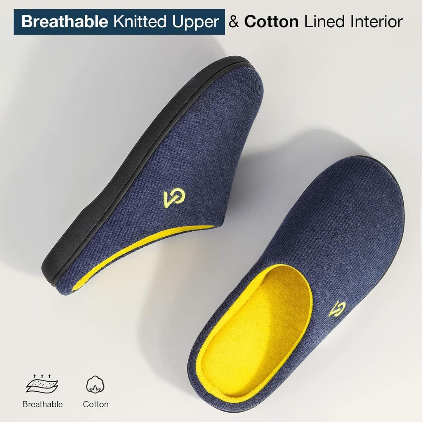 VeraCosy Men's Two-Tone Memory Foam House Slippers Indoor Outdoor Durable Rubber Sole