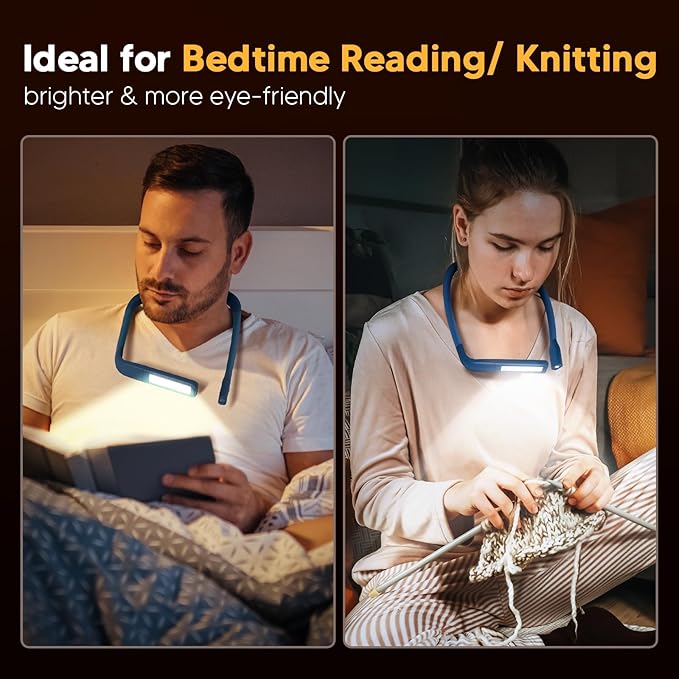 Book Light For Reading In Bed Neck Light Rechargeable Lamp For Reading Camping Working, Christmas Birthday Gifts For Book Lovers Trending Gifts For Men Women Adults Teens Readers Bible Study Supplies