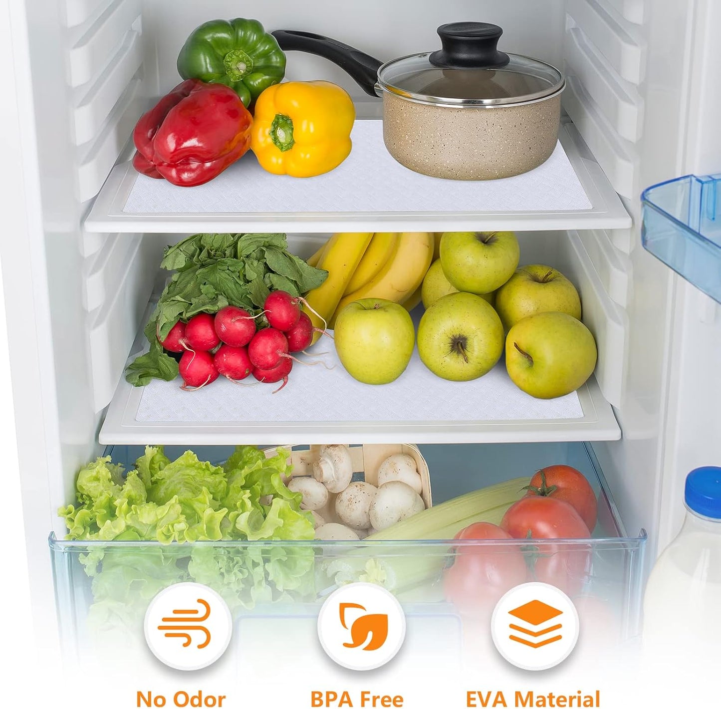 White Shelf Liner Kitchen Cabinet Liners Refrigerator Liners Waterproof & Oil-Proof Kitchen Cupboard Liner Drawer Mats EVA Material Non Adhesive Washable Fridge Liner for Shelves 35.4 x 236.2 Inches