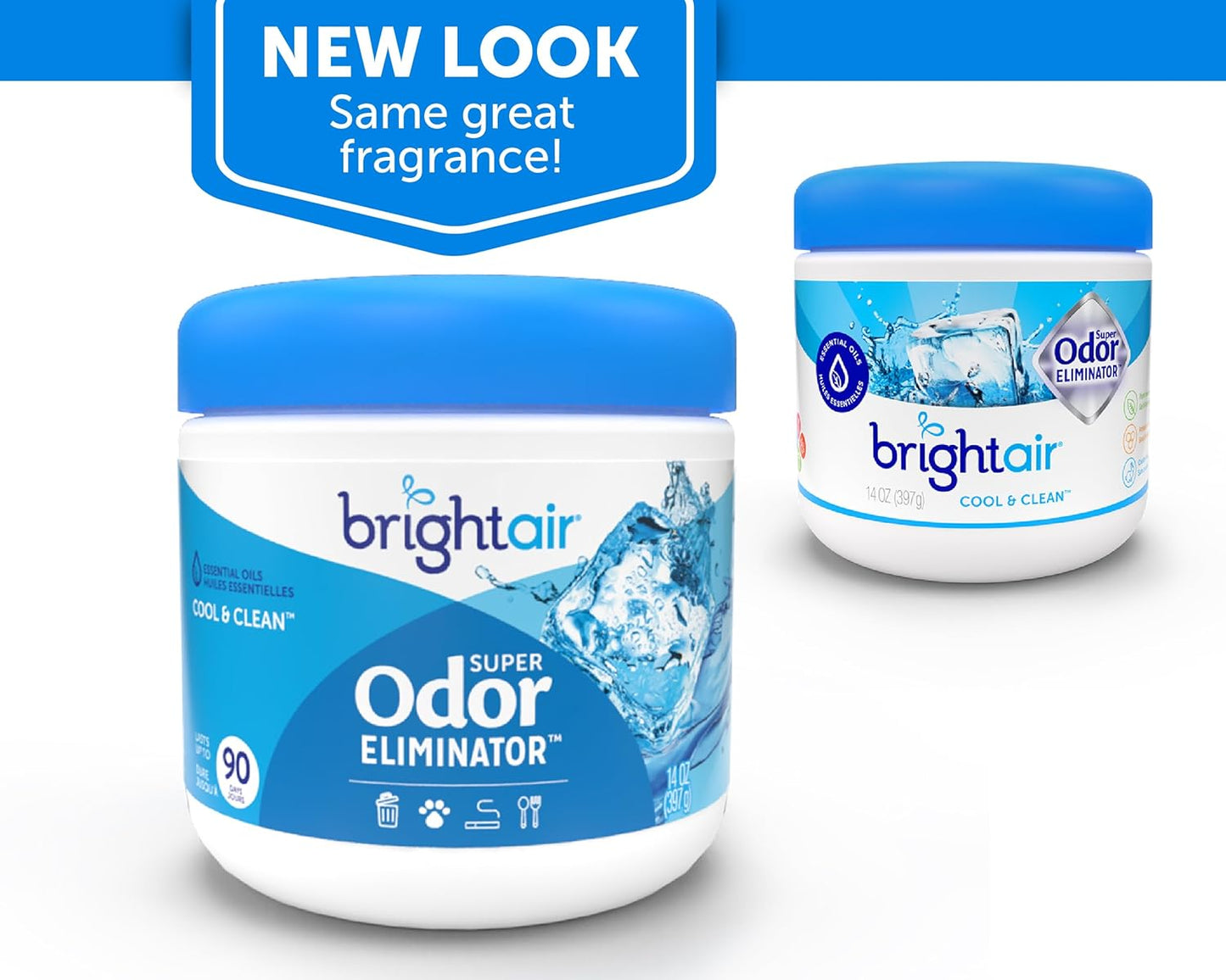 Bright Air 14 oz. Super Odor Eliminator, For Medium-Size Spaces, Cool & Clean Scent, Case of 6,Air Freshener, Natural Essential Oils, Lasts Up to 90 Days Each