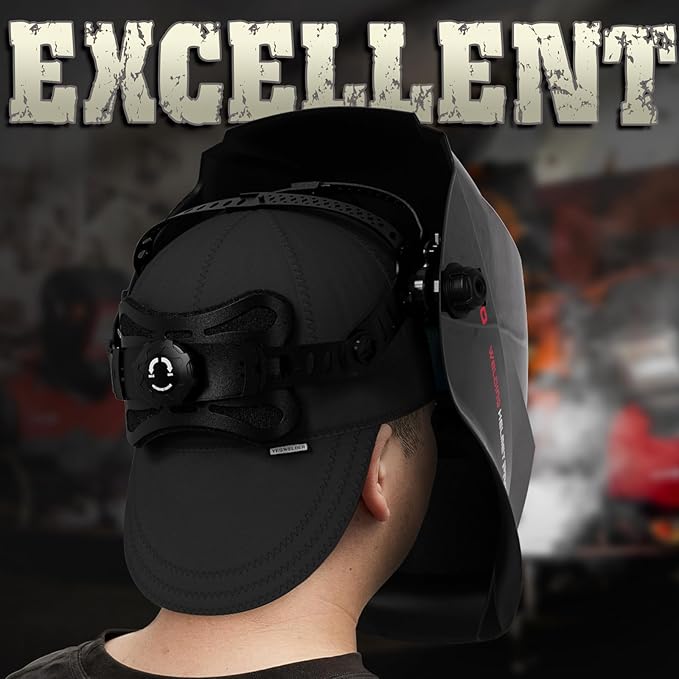 YESWELDER Welding Cap, All Black Style 7-7/8", Heat-Resistant Reversible Durable Protective Welders Cap