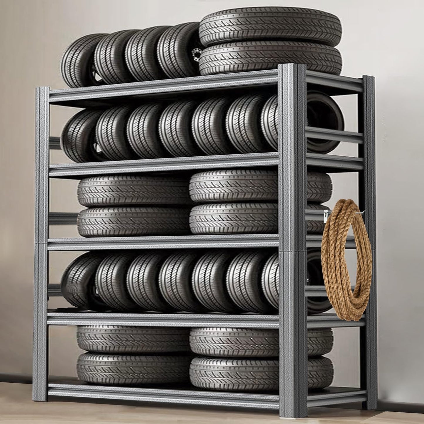 Storage Shelf 5-Tier Garage Shelving, Industrial Shelving with Guardrails, 2500LB Boltless Metal Shelves Heavy Duty for Storage Room, Warehouse, 18" D x 47.2" W x 72" H, Iron Black