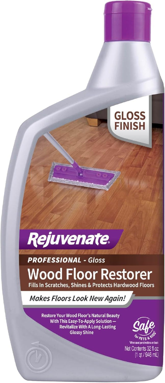 Rejuvenate Professional Wood Floor Restorer and Polish with Durable Finish Non-Toxic Easy Mop On Application High Gloss Finish 32oz