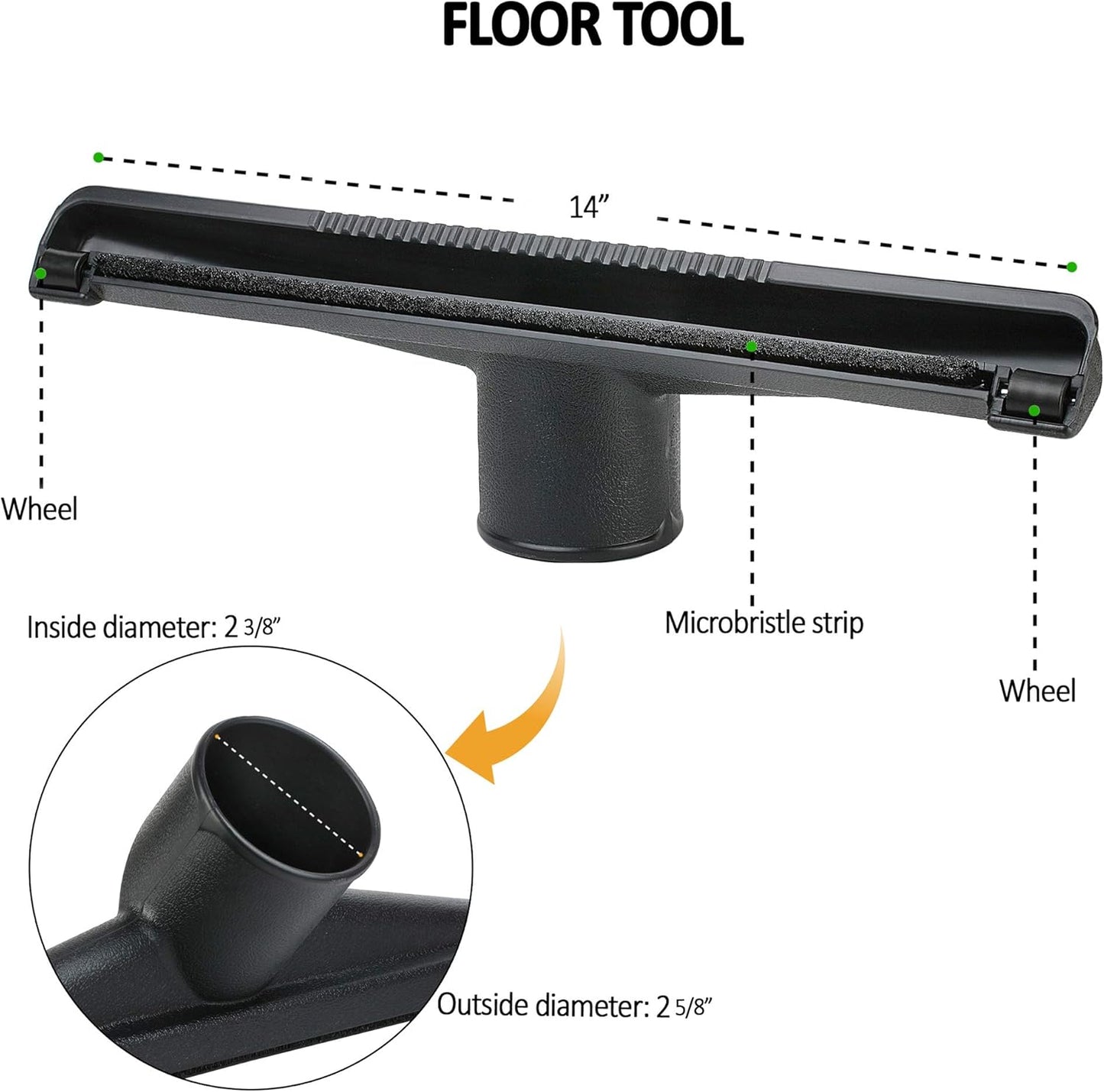 Shop Vac Accessories 2 1/2 inch Attachments (2.5 Wet Dry Vac Accessories - Extension Wands, Floor Brush, Dust Brush, Crevice Tool, Utility Nozzle, and Hose Kit (7-Pack Attachments)