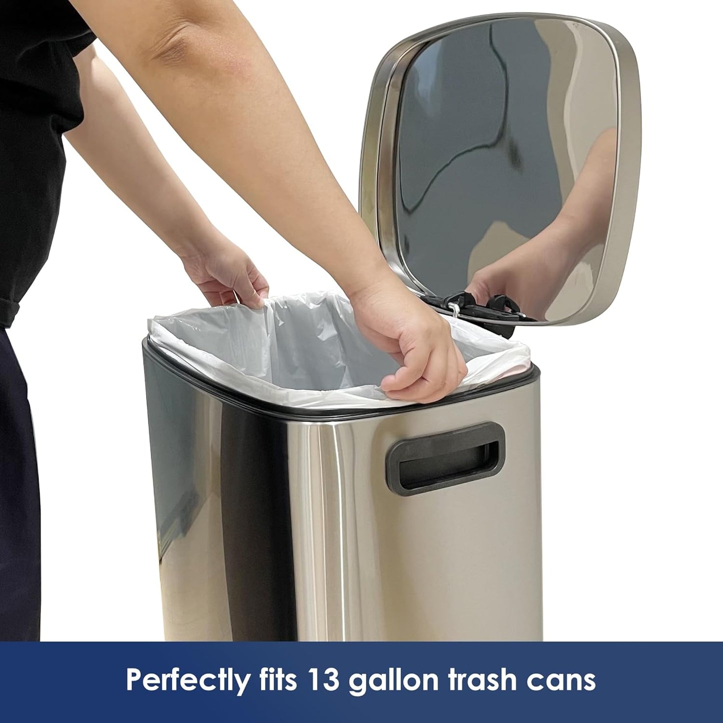 13 Gallon Tall Kichen Trash Bags, Unscented 200 Count Drawstring Garbage Bags, Pre-Separated, Ultra Strong, Leakproof, Sturdy, White