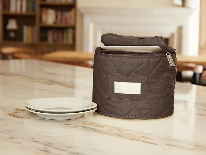 Covermates Keepsakes - Dish Storage - Padded Protection - ID Window - Stain Resistant - Machine Washable - China Storage, Bronze