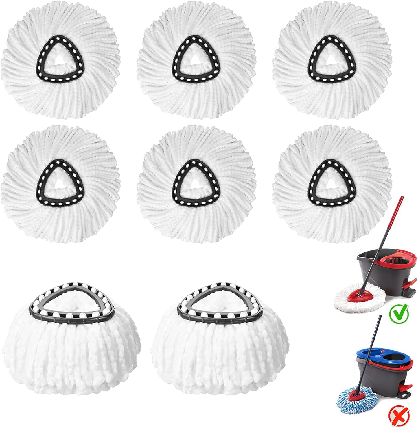 8 Pack Spin Mop Replacement Heads, 100% Microfiber Mop Head Replacement Compatible with Triangle Spin Mop for Easy Wring, 360 Degree Spinning Mop Replace Head for Floor Cleaning