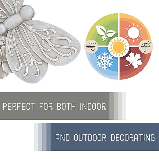 NAT & Jules Animal Character Shaped Dimensional Indoor Outdoor 11 inch Cast Resin Decorative Garden Stepping Stone, Patio, Walkway Sculpture Yard Art, Stone Grey Dragonfly