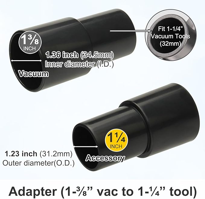 Shop Vac Car Detailing Attachments (Soft Horsehair Dusting Brush Long Crevice Tool Nozzle Hose Adapter) for 1-1/4" 1-3/8" 2-1/2" Shopvac Wet Dry Vacuum Cleaner (Car Interior Kit B)