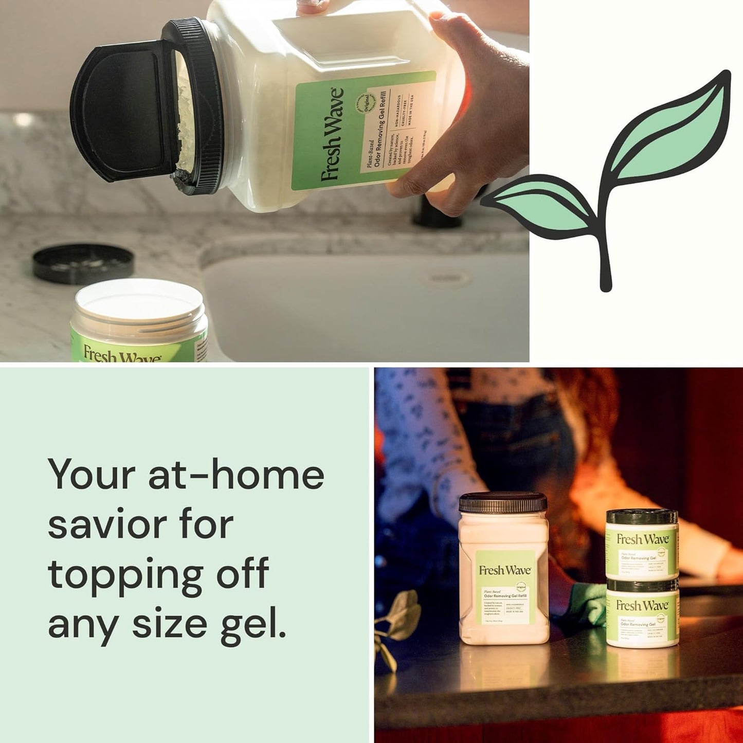 Fresh Wave Original Scent Odor Removing Gel Refill, 63 oz. | Safer Odor Absorbers for Home, Cooking, Trash, & Pets Areas | Natural Plant-Based Odor Eliminator