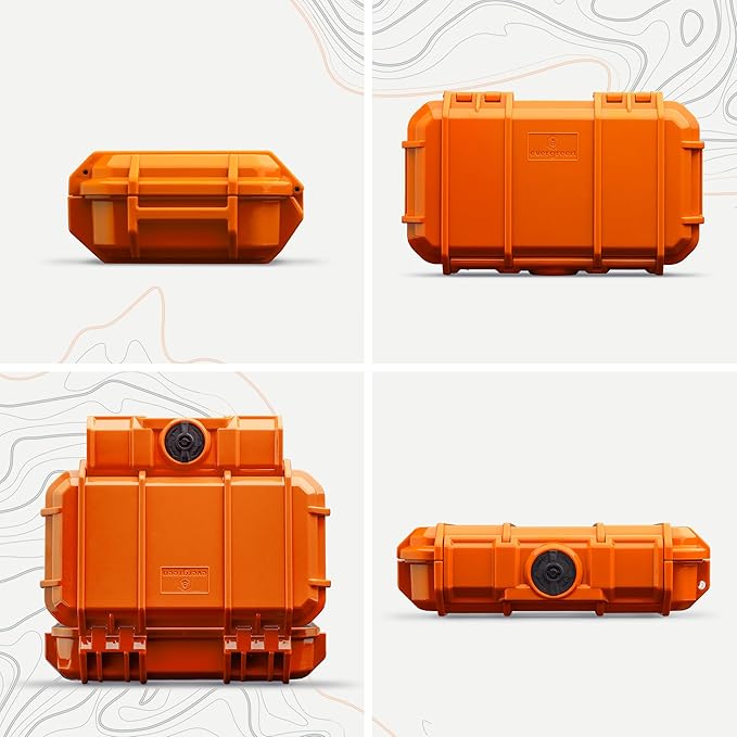 Evergreen 56 ToughBox - EDC Dry Box Protective Case USA Made for Organization of Cameras, Phones, Camping, Fishing, Hiking, Water Sports (Orange)