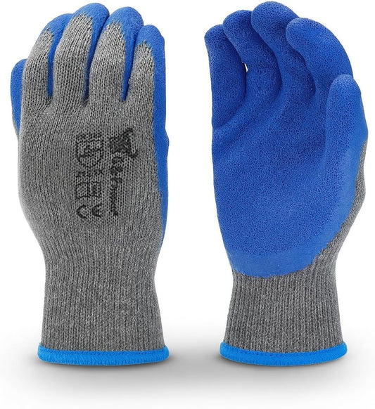 G & F Products - 3100S 12 Pairs Small Rubber Latex Double Coated Work Gloves for Construction, gardening gloves, heavy duty Cotton Blend Blue