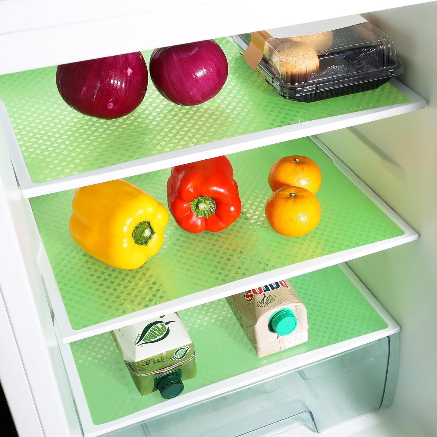 Green Fridge Liner Shelf Liners for Kitchen Cabinet Refrigerator Liners Waterproof & Oil-Proof Kitchen Cupboard Liner Non Adhesive Drawer Mats EVA Material for Shelves 11.8 x 236.2 Inches