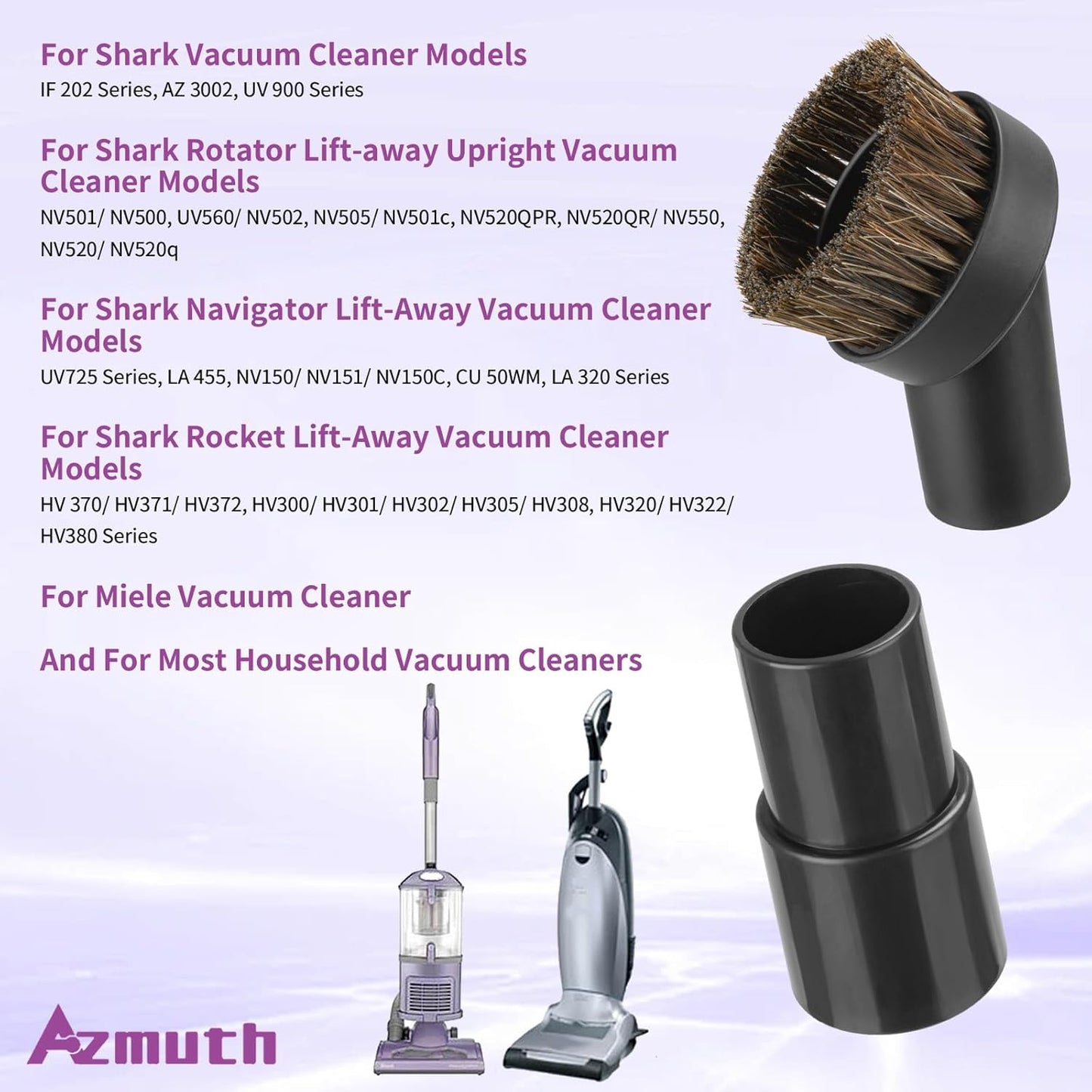 Vacuum Attachments & Brushes, Vacuum Horsehair Brush with 1-1/4 to 1-3/8 Inch Vacuum Hose Adapter, Vacuum Brush Attachment for Shark Vacuum and Shop Vac Attachments and Most Household Vacuum Cleaners