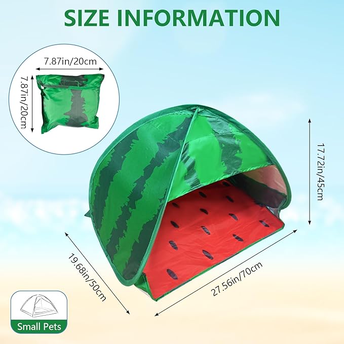 Dog Beach Tent Sun Shelter, 1 Pack Watermelon Portable Sun Shelter Automatic Pop-up Beach Tent Mini Dog Cat Tent Pet Protection for Indoor and Outdoor, M