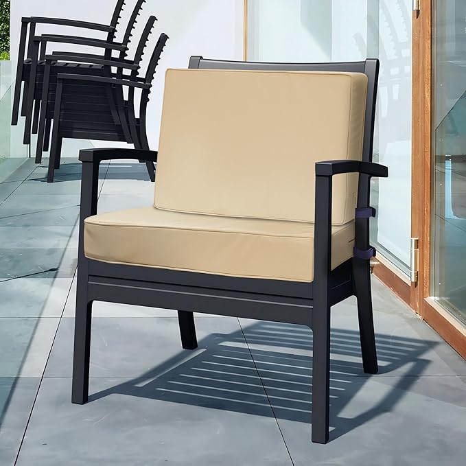 Outdoor Deep Seat Cushion Set 19" x 19", Water Repellent & Fade Resistant Cushion for Patio Furniture, Back & Seat Cushion with Removable Covers for Sofa, Couch, Beige