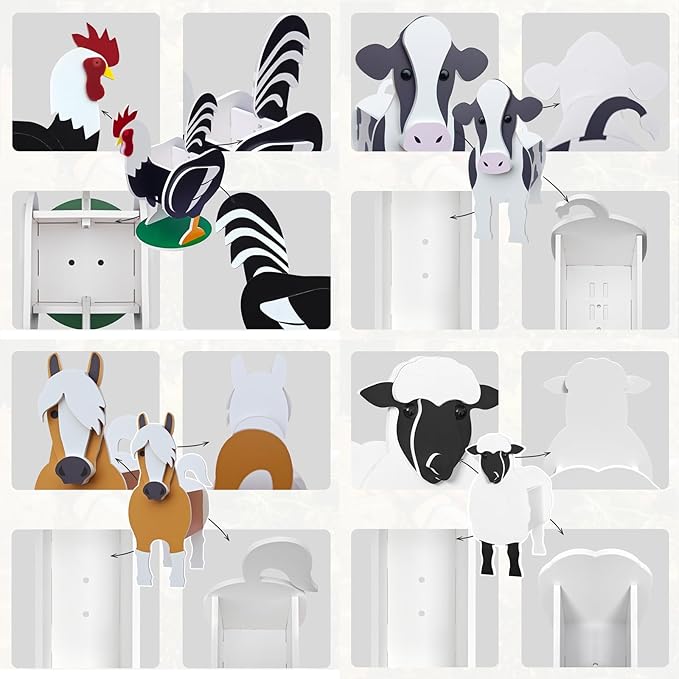 Pet Flower Pots 4 Pcs Farm Animals Series Rooster/Horse/Cow/Sheep Outdoor Planters for Outdoor/Indoor Garden Decoration, Cute,Surprise Gifts/Souvenirs for Pet Lovers