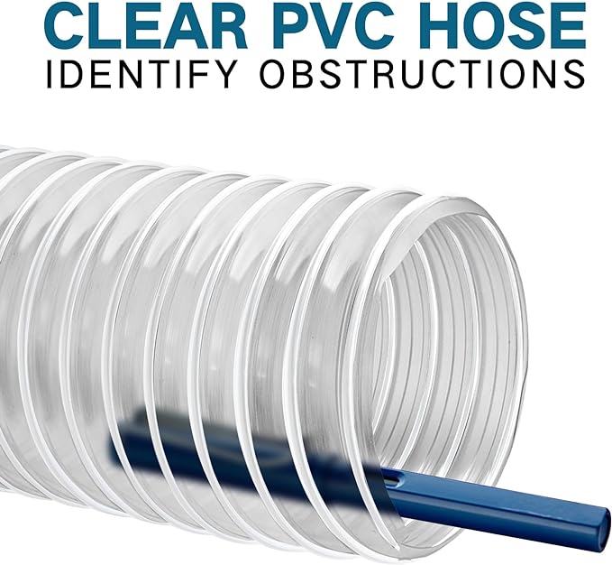 Qucship PVC Dust Collection Hose 4" x 10', Puncture-Resistant, Flexible Clear PVC Fume Hose with Carbon Steel Wire Coil for Dust Collection Systems