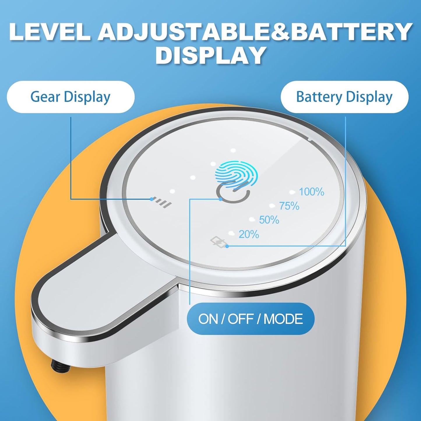 Automatic Foaming Soap Dispenser, 12.8oz/380ml Wall Mount Touchless Soap Dispenser with Sensor, 4-Level Adjustable, IPX5 Waterproof, USB Rechargeable for Bathroom, Kitchen