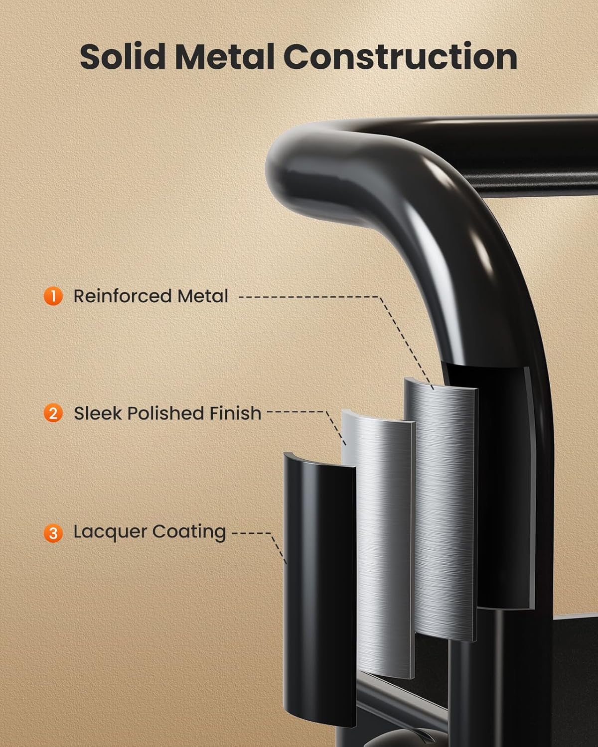 Pipishell 3 Tier Mesh Utility Cart, Rolling Metal Organization Cart with Handle and Lockable Wheels, Multifunctional Storage Shelves for Kitchen Living Room Office Black