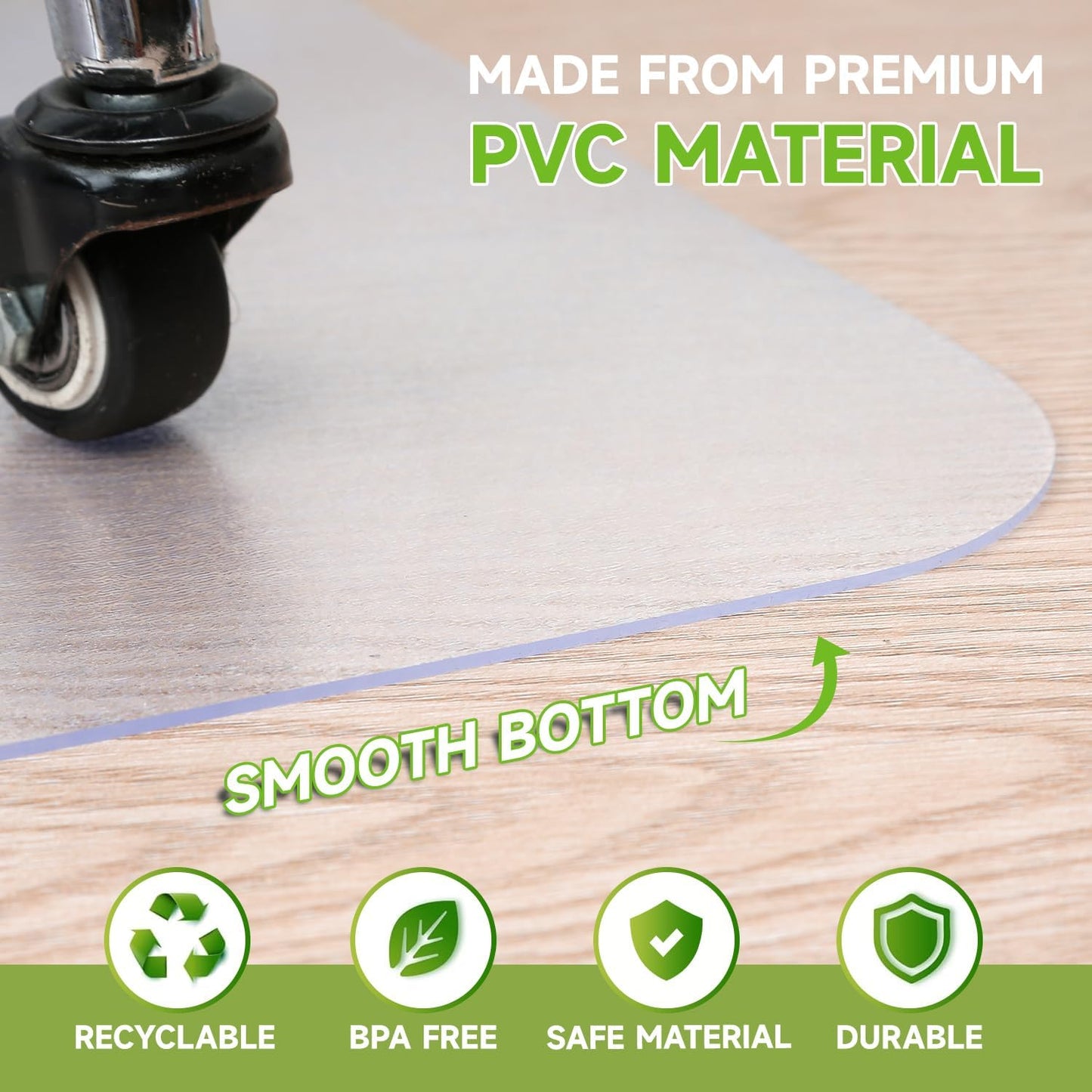 SOONAN Chair Mat for Hardwood Floor, 48" x 36" Clear Office Floor Mat, 0.08" Thickness Heavy Duty Computer&Desk Chair Mat,Floors Protector Chair Mats for Home & Office