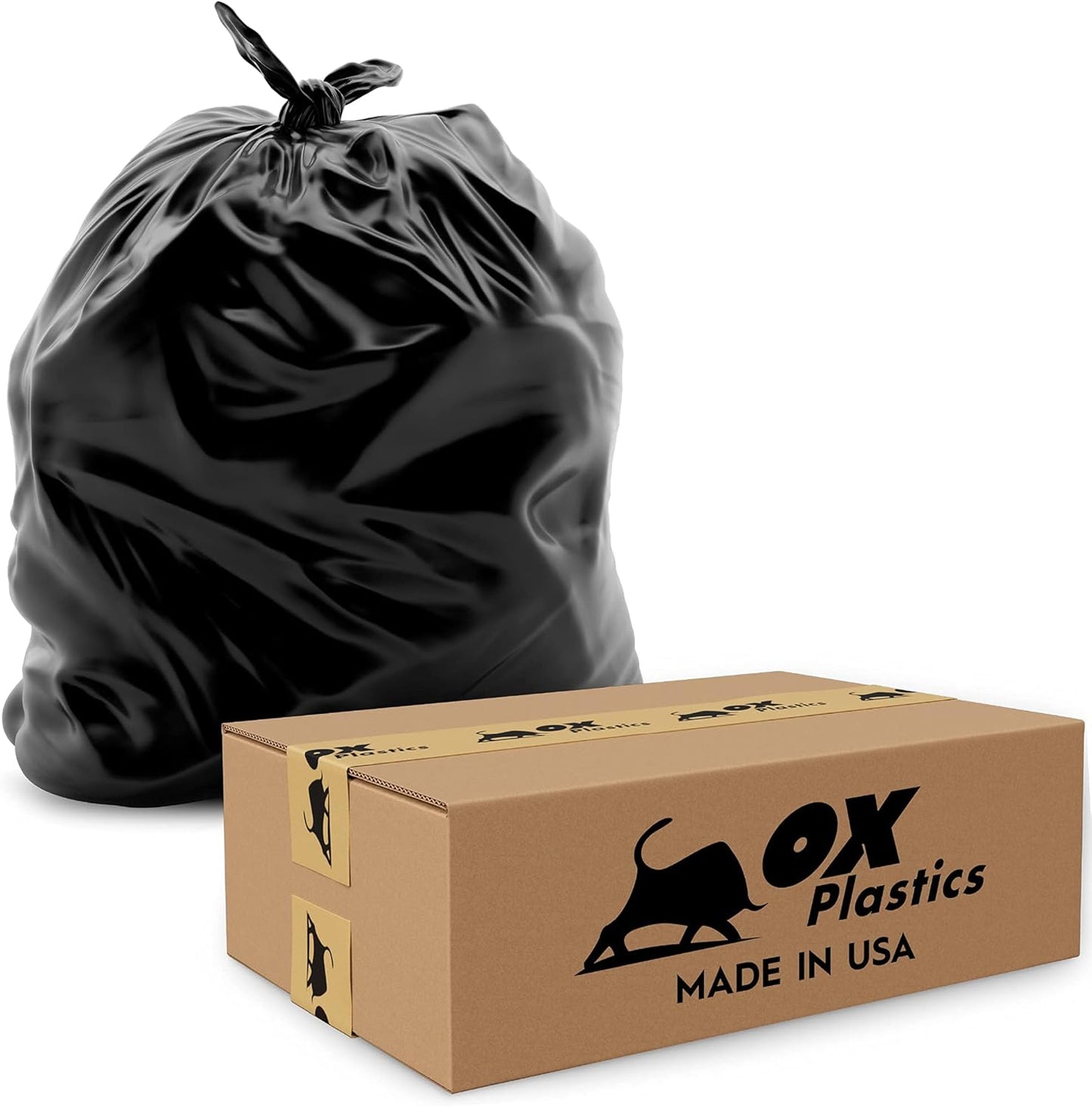 55 Gallon 4mil Trash Can Liners Bags - (35 Count) Capacity & Thick Extra Heavy Duty Strength - Large Garbage, Leak-Proof & Durable, House & Commercial Use Bags - Black