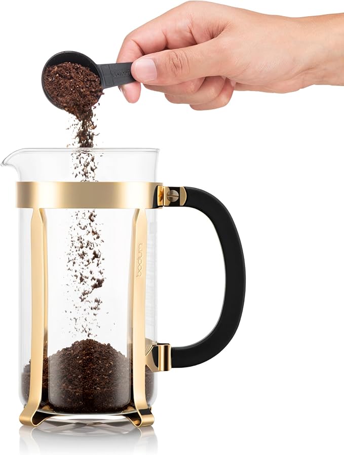 Bodum 34oz Chambord French Press Coffee Maker, High-Heat Borosilicate Glass, Gold – Made in Portugal