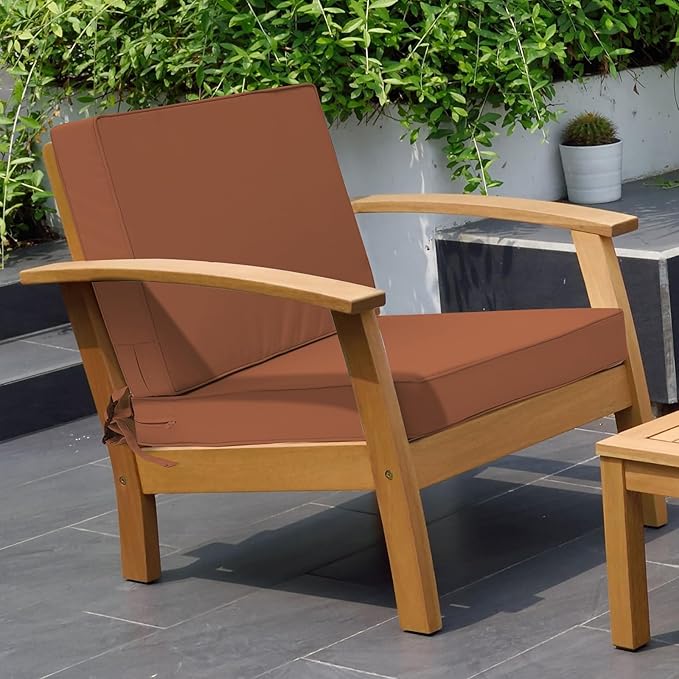 Outdoor Deep Seat Cushion Set 19" x 19", Water Repellent & Fade Resistant Cushion for Patio Furniture, Back & Seat Cushion with Removable Covers for Sofa, Couch, Red