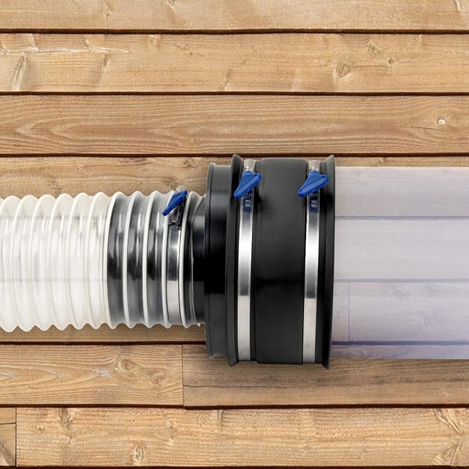 POWERTEC 70281 6 Inch Dust Control Flex Cuff with Adjustable Key Hose Clamps, Hose Connector Rubber Cuff Coupler for Woodworking Dust Collection Fittings, Dust Collector Accessories & Machinery, 1pk