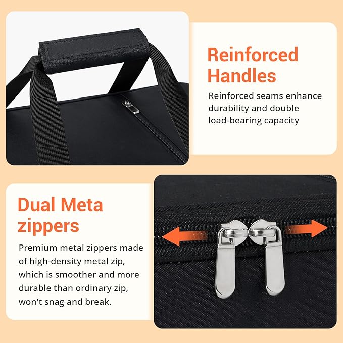 Insulated Casserole Carrier for Hot or Cold Food,Pie Carrier Bag Lunch Bag Tote for Potluck Parties/Picnic/Cookouts, Fits 9"x13" Baking Dish,Single Black