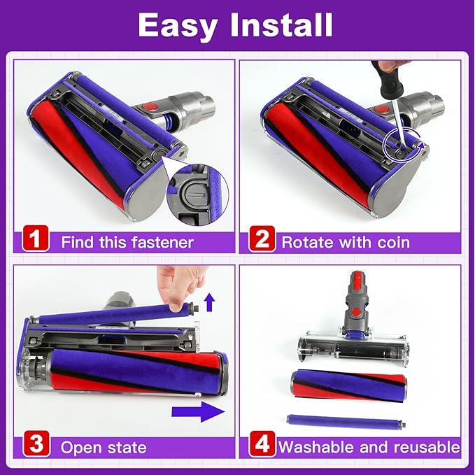 Lemige Soft Roller Cleaner Head for Dyson V10 V11 V15 V8 V7 Cordless Vacuum Cleaners, Quick Release Vacuum Head Replacement Attachments Parts Accessories for Dyson, Gentle on Hard Floors