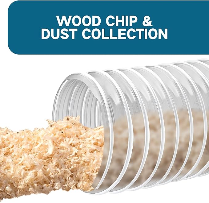 Qucship 6" x 10' Flexible PVC Fume Collection Hose with Carbon Steel Wire Coil, Puncture Resistant, for Dust Collection Systems