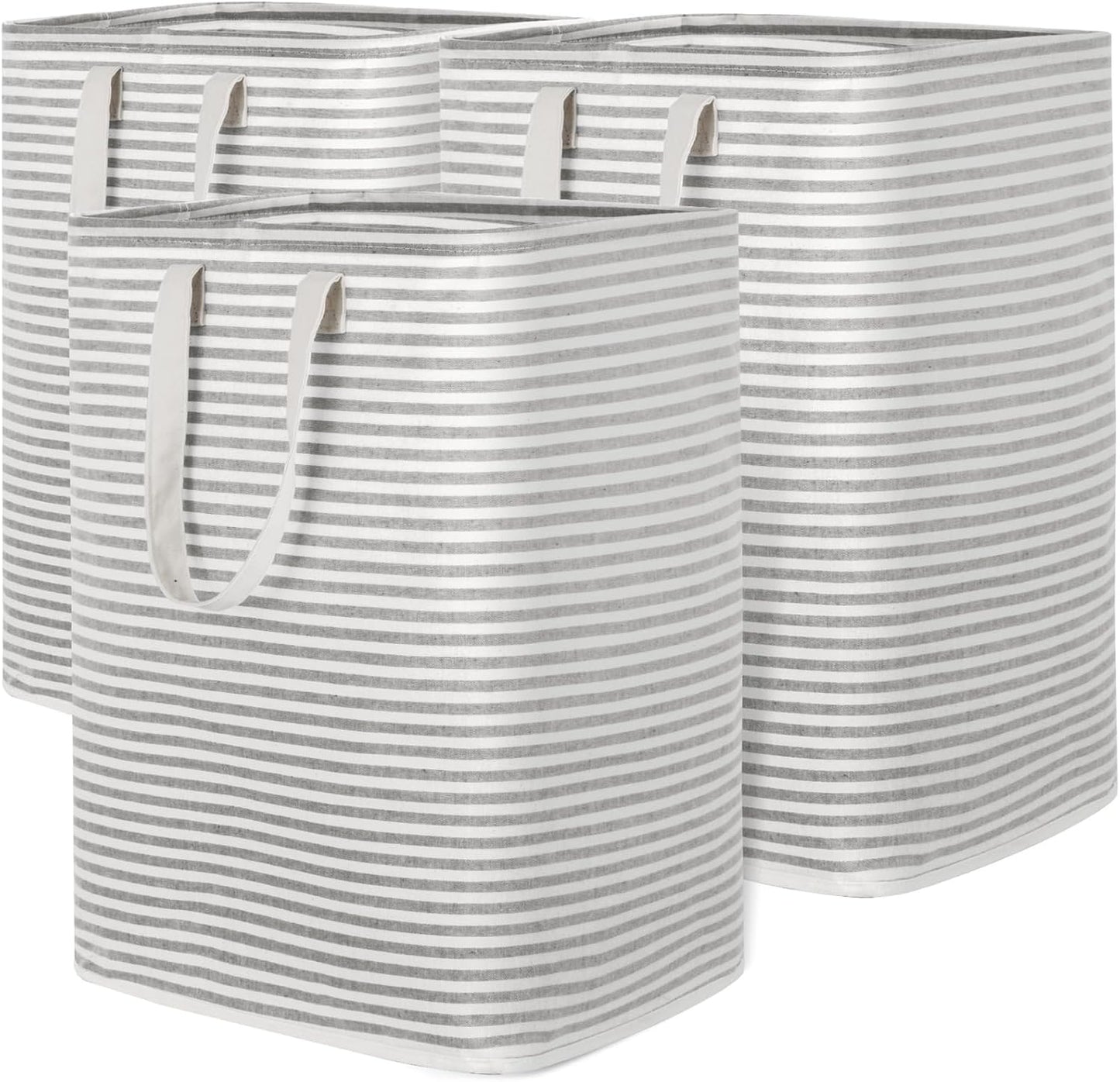 Lifewit 3 Pack Laundry Hamper Large Collapsible Laundry Baskets, Freestanding Waterproof Clothes Hamper with Easy Carry Handles in Laundry Room Bedroom Bathroom College Dorm for Adults, Grey, 3 x 90L