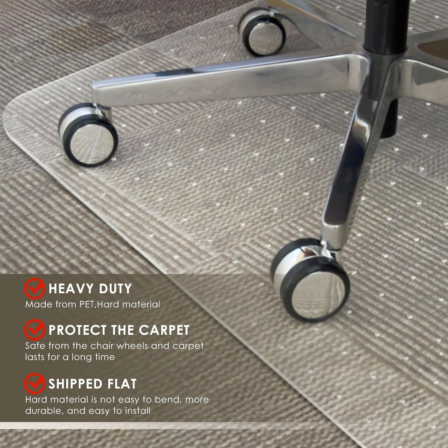 Azadx Heavy Duty Office Chair Mat for Carpet 36" x 55" Hard Material Chair Mat for Carpeted Floor Slip Resistant Carpet Protector for Home Office Easy Glide Desk Floor Mat for Office Chair on Carpets