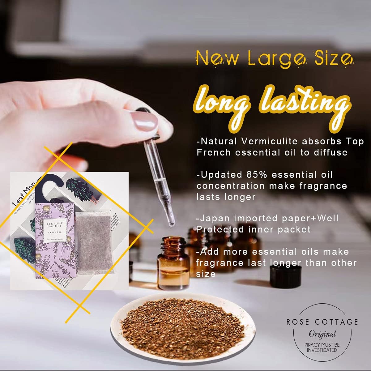 ROSE COTTAGE Large 12 Packs Cedar Wood Hanging Closet Deodorizer Air Freshener Long Lasting Scented Sachets Smell Goods for House