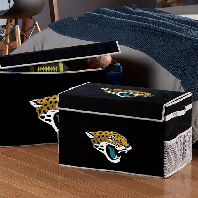 Franklin Sports NFL Storage Footlocker Bins - Large Folding Organizer Containers - NFL Team Office, Bedroom + Living Room Décor - Large + Small Bins