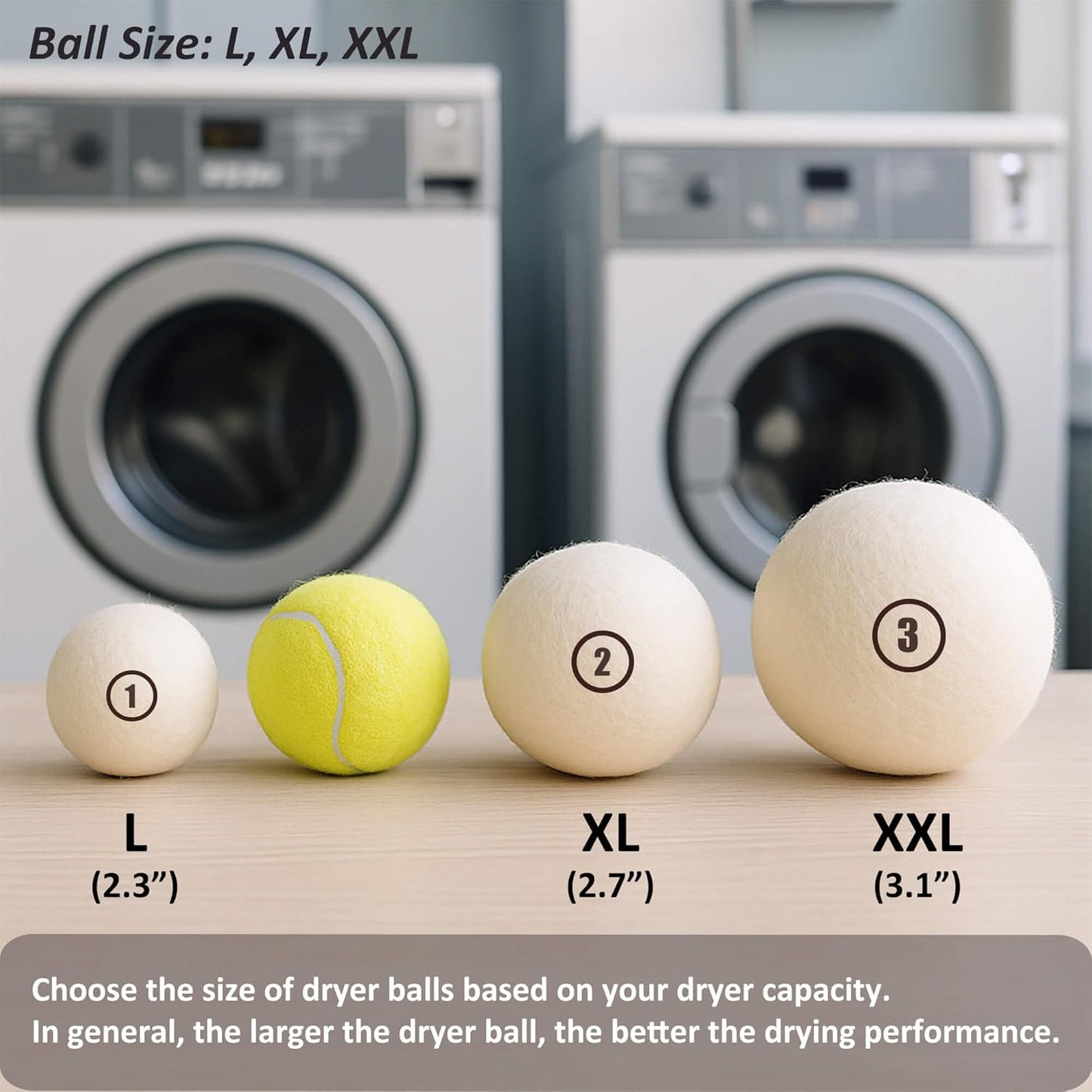 Sheep Wool Dryer Balls 4 Pack XL(2.7") Premium Natural Fabric Softener, Reusable Laundry Dryer Balls for Reducing Drying Time, Static and Wrinkles, Eco-Friendly – 100% New Zealand Wool