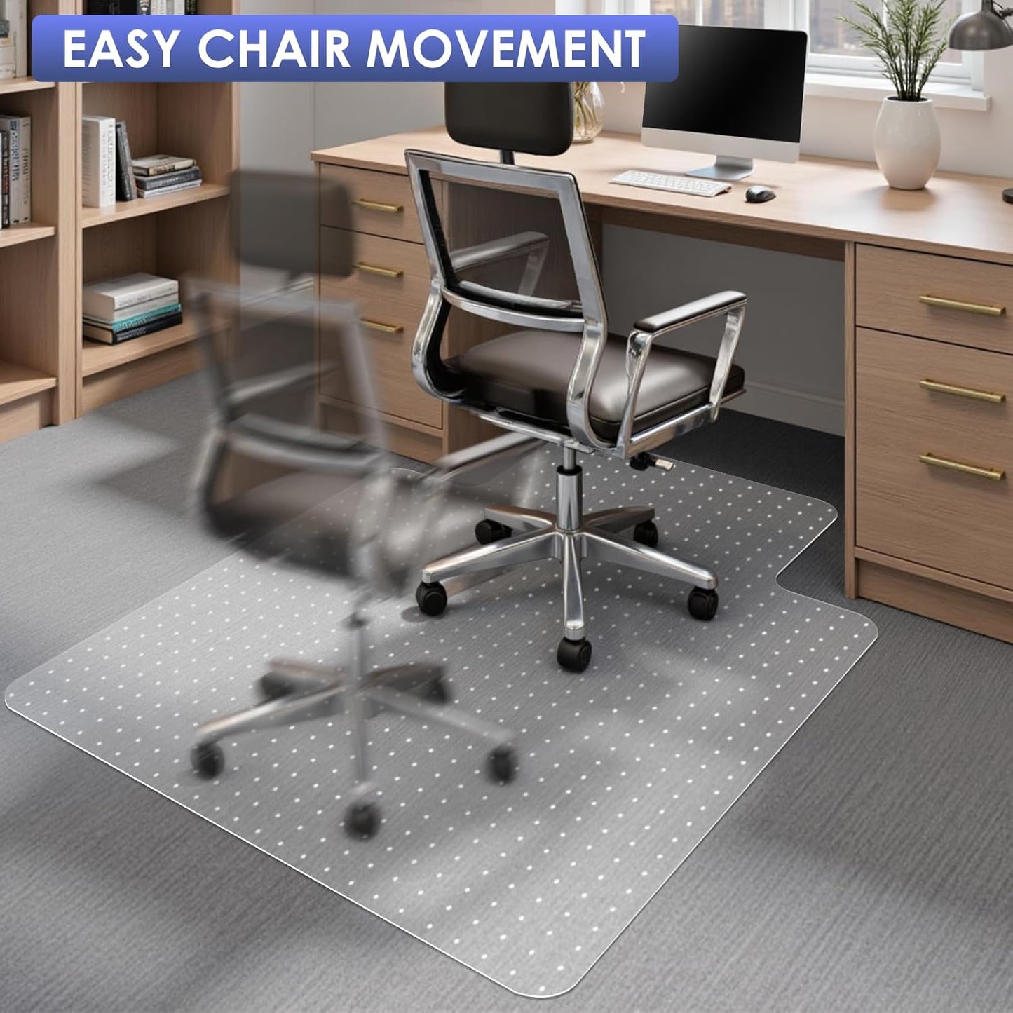 Kuyal Office Chair Mat for Carpet, 2 Pack 36x48 Clear Heavy Duty Computer Chair Mat with Lip, Under Desk Protector Carpeted Floors Mat, Easy Chair Movement,Ship Flat