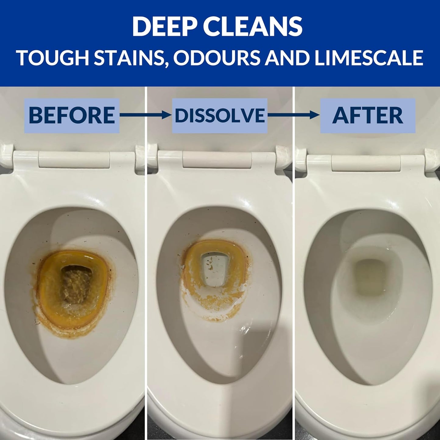 Freelivity Heavy Duty Toilet Bowl Cleaner Powder - Cleans Hard Water Rings, Calcium Buildup & Stains - 2 Treatments - Plastic-Free, 1 Pack