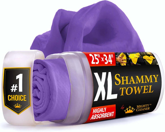 Premium XL Shammy Towel for Car - 34”x25” - Super Absorbent Chamois Cloth - Spots & Scratch-Free - Reusable Car Drying Towel