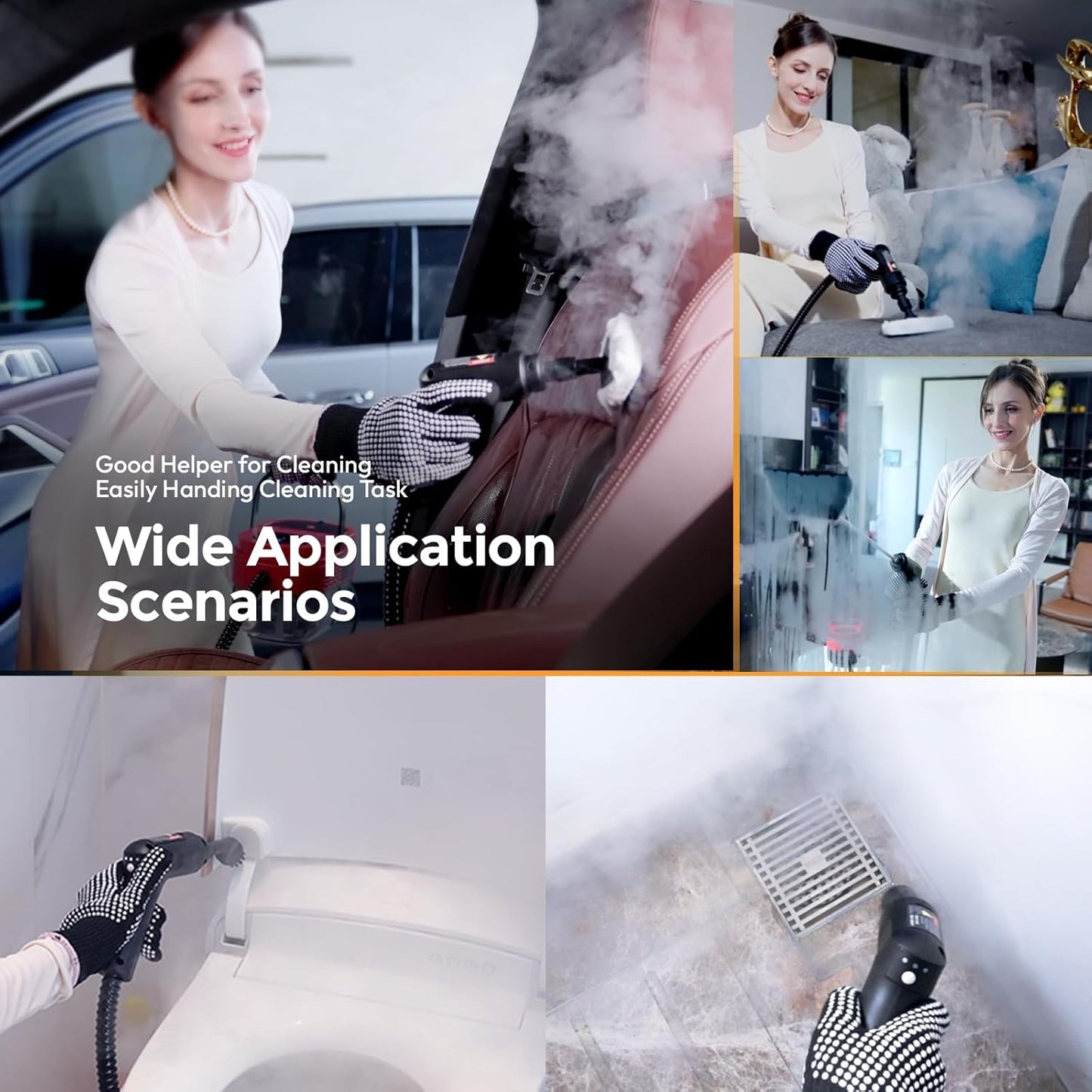 Steam Cleaner, 2500w Steamer for Cleaning, 3-Garde Adjustable Handle, 1.6L Water Tank, Steam Cleaner for Home, Fast Heat Handheld Steam Cleaner, Handheld Steamer for Car, Furniture, Kitchen, Bathroom